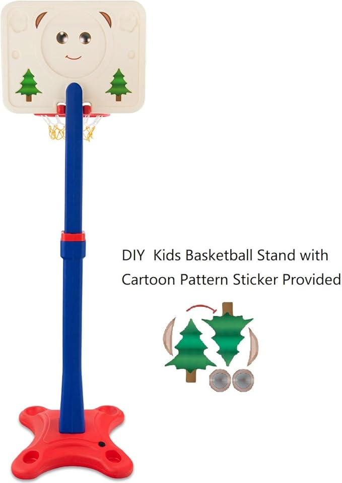 Costzon Kids Basketball Hoop, 8-Level Height Adjustable Basketball Goal Stand with Weighted Base, Indoor Toy Basketball Set Outdoor Play Sport for Boys Girls Age 3+-CubbioJoy