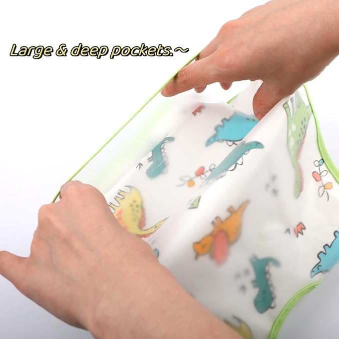 Baby bibs Waterproof Toddler bib - Feeding bib with Pocket for Infant Boy Girl Washable 6-36M-CubbioJoy