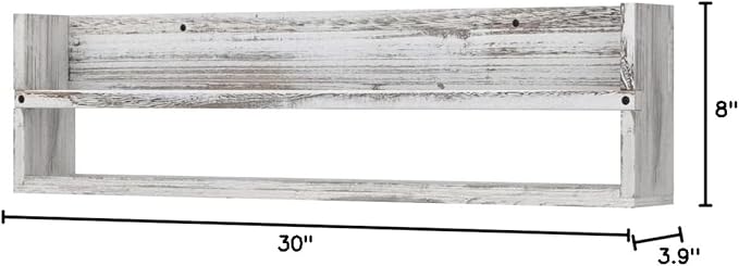 Brightmaison Polynez 30" Floating Shelves for Wall Decor, Kids Bookshelf, Nursery Book Shelves, Multiuse Shelf Set of 2 Wood Burnt White-CubbioJoy