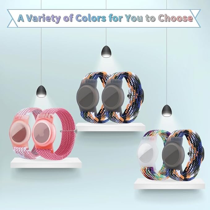 2 Pack Kids Bracelet Compatible with AirTag, GPS Kid Tracker Holder Braided Wristband for Apple Air Tag, 2022 Upgraded Nylon Adjustable Anti Lost Airtag Watch Band for Kids Children Elders-CubbioJoy