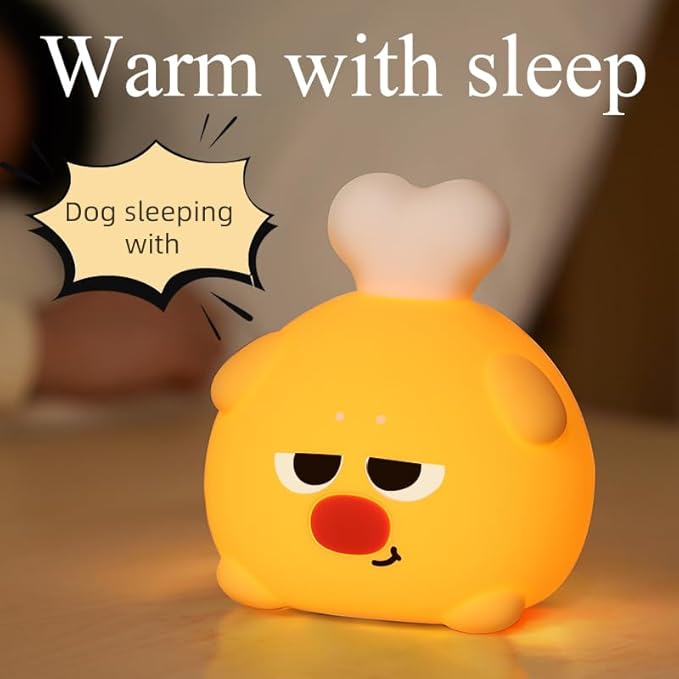 ATSUI Cute LED Night Light for Kids, Squishy Dog Design, 3 Level Dimmable, Food Grade Silicone Construction-CubbioJoy