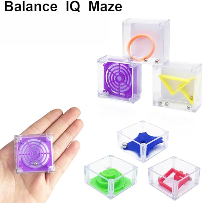 24 Pcs Balance IQ Maze Game，Mini Maze Cube Puzzle Box 3D Brain Maze Toy Puzzles Party Favor Games, Ideal Prizes Gifts for Kids and Adults-CubbioJoy