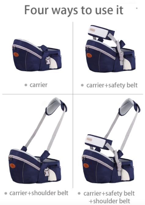 Baby Hip Seat Carrier Baby Waist Stool for Child Infant Toddler with Adjustable Strap Buckle Pocket Soft Inner Huge Storage (Dark Blue)-CubbioJoy