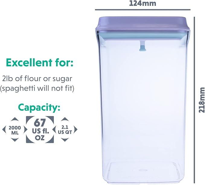 BopTop (1pc - 2000ml) Airtight Food Storage Container – Mechanical Silicone Seal Canister - BPA-Free - 2Qt-CubbioJoy