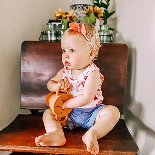 BraveJusticeKidsCo | Snack Attack II Snack Cup | Collapsible Silicone Snack Container | Toddler and Baby Snack Catcher Lid (Honey Ginger)-CubbioJoy