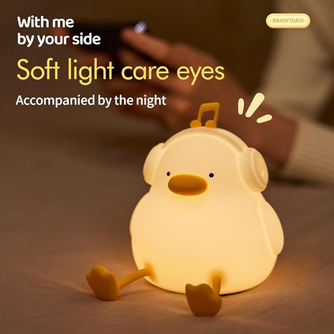 ATSUI Night Light for Kids, Squishy Duck Design, 3 Level Dimmable, Silicone Construction-CubbioJoy