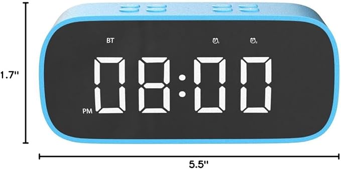 AFK Digital Alarm Clock with Bluetooth Speaker,Desk Clock for Bedrooms,Small Table Clock with Dual Alarms,Snooze,Dimmable LED Display.-CubbioJoy