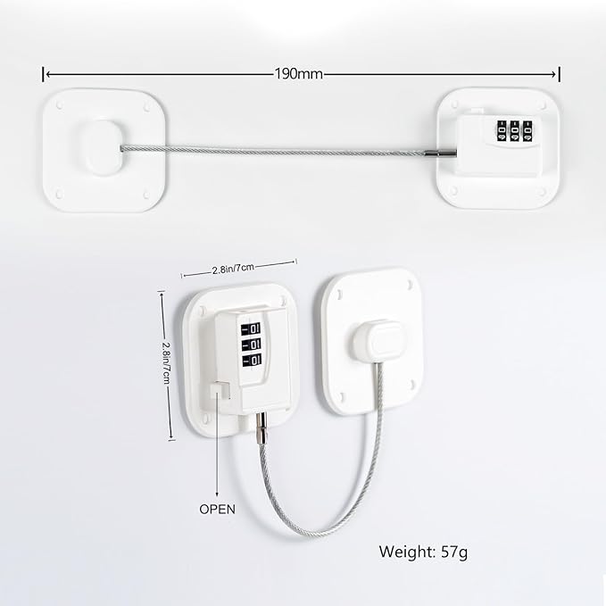 Cabinet Locks with Combination,Drawer Lock,Child Proof Refrigerator Lock,Child Safety Locks for Cabinets (White 4pcs)-CubbioJoy