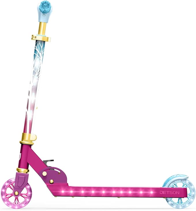 Jetson Character Kids Kick Scooter, LED Lights on Stem & Light-Up Wheels, Lightweight Frame, Height-Adjustable Handlebar, Lean-to-Steer System, Easy-Fold Mechanism-CubbioJoy