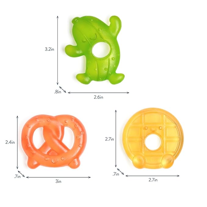 Itzy Ritzy Water-Filled Teethers - Cold Cutie Coolers Textured On Both Sides to Massage Sore Gums & Emerging Teeth - Can Be Chilled in Refrigerator, Set of 3 Silly Foods Teethers-CubbioJoy