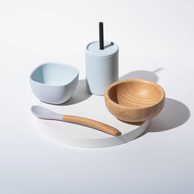 Avanchy Silicone Training Sippy Cup with Straw Lid – For Babies 6+ Months to Toddlers 1 Year Old – 8 oz Infant Water Cup for Baby Led Weaning, White-CubbioJoy