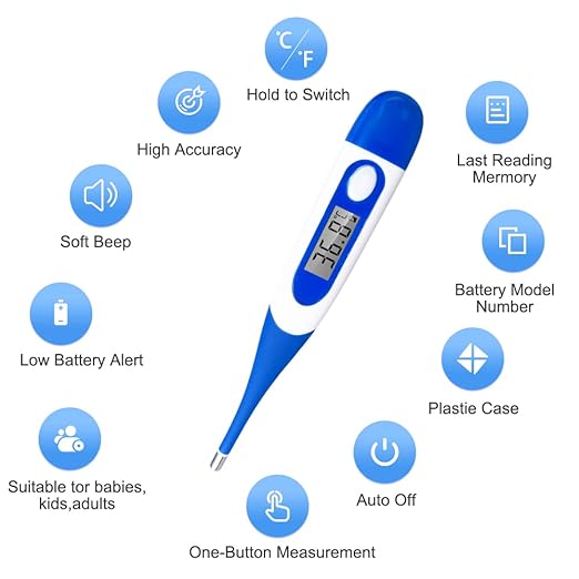 Berrcom Digital Thermometer for Adults, Oral and Underarm Thermometer for Baby and Kids Medical Thermometer with Fever Alarm Rectal Thermometer with Soft Tips-CubbioJoy