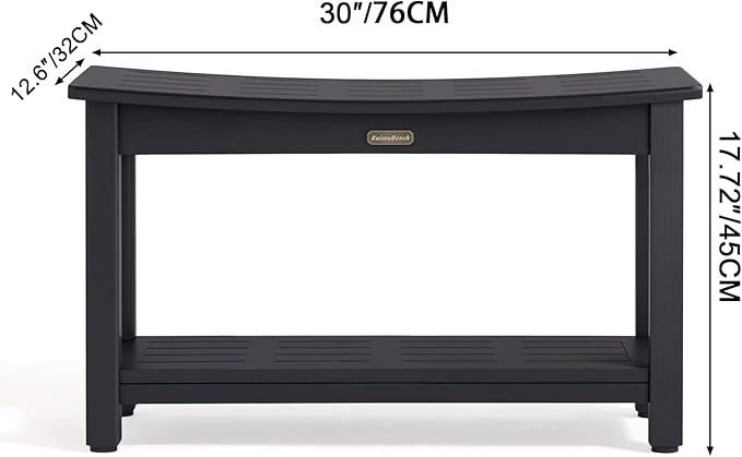 30'' Waterproof Shower Stool, Poly Lumber Shower Bench Seat for Shaving Legs, HDPS Plastic Bath Chair Seat, Non-Slip & No Maintenance, Black, Weight Capacity 700LBS (30 x 13 Inches)-CubbioJoy