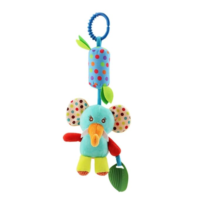 4 PCS Baby Soft Hanging Rattle Crinkle Squeaky Toy - Baby Toys for 0 3 6 9 to 1 Animal Ring Plush Stroller Infant Car Bed Crib Travel Activity Hanging Wind Chime with Teether for Boys Present-CubbioJoy