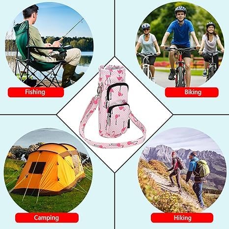 Betsey Johnson Insulated Water Bottle Pouch Holder Carrier Crossbag with Adjustable Shoulder Strap - Lightweight Polyester Accessories with Pockets Good for Hiking Sports-CubbioJoy