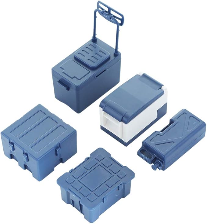 5PCS Plastic RC Mini Tool Set/Fishing Box/Medical Chest/Refrigerator/Fuel Tank/Tool Case Compatible with traxxas TRX4 Axial SCX10 1/10 1/8 RC Crawler Climbing Car Simulation Decoration(Blue)-CubbioJoy