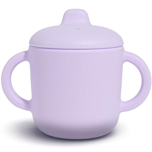 6 Months+ Sippy Cups with Handles,Small Silicone Sippy Cups Leak Proof 5oz,No Spill Sippy cups for Toddlers (Soft Lilac)-CubbioJoy