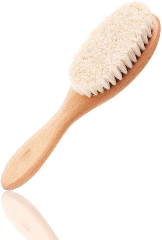 BoAn Wooden Baby Hair Brush,Natural Soft Goat Bristles,Cradle Cap Brush for Newborns & Toddlers,Perfect Scalp Grooming Product for Infant-CubbioJoy