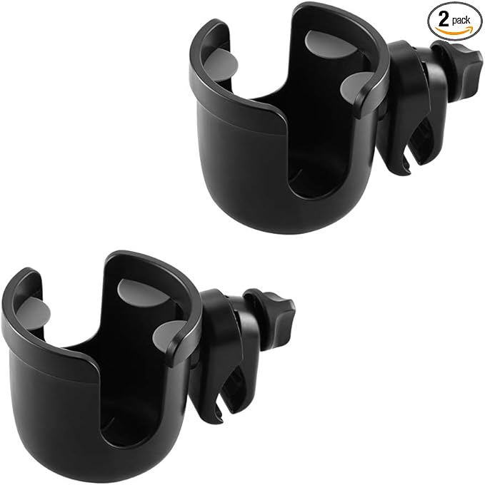 Accmor Stroller Cup Holder, Universal Cup Holder, Bike Cup Holder, 360° Rotatable Large Caliber Drinks Holder for Stroller, Bike, Wheelchair, Walker, Black, 2 Pack-CubbioJoy