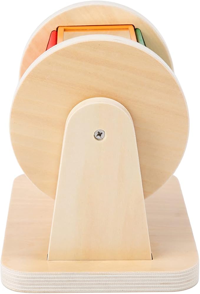 Adena Montessori Spinning Drum Baby Toys,Montessori Toys for Babies 6-12 Months Toddlers,Wooden Spinning Rainbow with Multiple Materials Baby Christmas Toys for Boy and Girls Gift(Medium-size Texture)-CubbioJoy