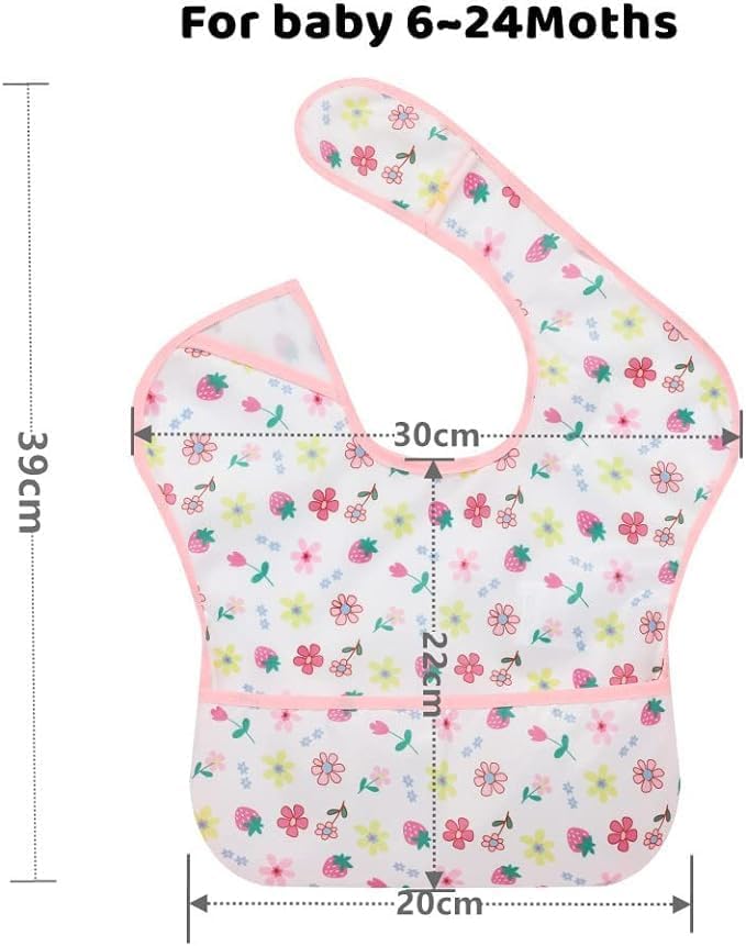 Baby bibs Waterproof Toddler bib - Feeding bib with Pocket for Infant Boy Girl Washable 6-36M-CubbioJoy