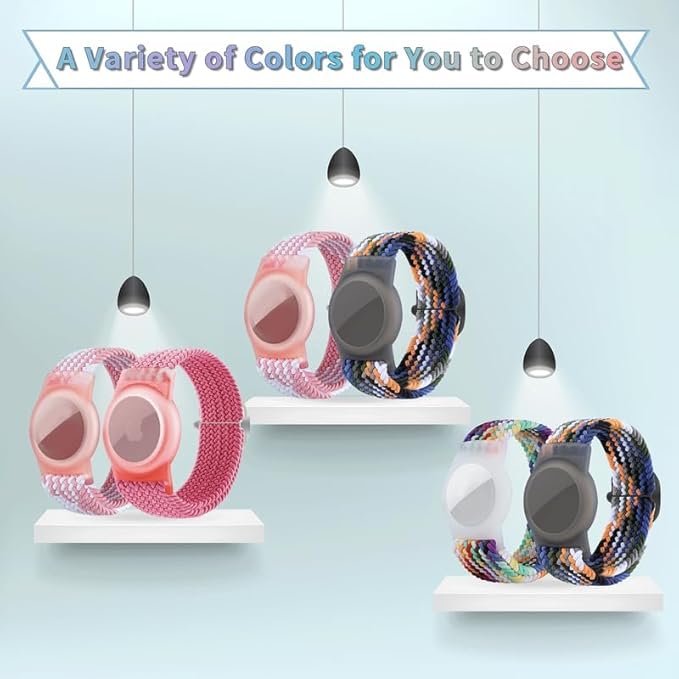 2 Pack Kids Bracelet Compatible with AirTag, GPS Kid Tracker Holder Braided Wristband for Apple Air Tag, 2022 Upgraded Nylon Adjustable Anti Lost Airtag Watch Band for Kids Children Elders-CubbioJoy