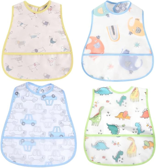 Baby bibs Waterproof Toddler bib - Feeding bib with Pocket for Infant Boy Girl Washable 6-36M-CubbioJoy