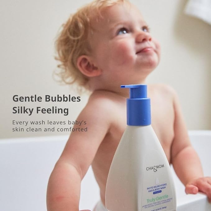 Cha&Mom Head-to-toe Korean Baby Skincare - Hypoallergenic, Plant Based, and Natural Hair & Body Wash, 10.58oz-CubbioJoy