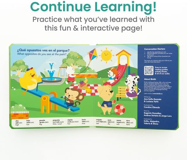 Binibi Spanish Musical Book for Babies & Toddlers 1-3 | Opuestos en el Parque | Bilingual Sound Book-CubbioJoy