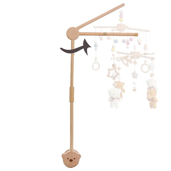 Baby Crib Mobile Arm,HBM Wooden Mobile Arm for Crib Mobile Hanger for Crib Baby Girl Nursery Decor-CubbioJoy