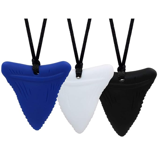 Chew Necklaces for Sensory Kids, 3 Pack Sensory Toys Silicone Chewy Necklace Sensory for Autism, ADHD, Anxiety or Other Special Needs- Reduces Chewing Fidgeting for Boys Girls Adults Chewer-CubbioJoy