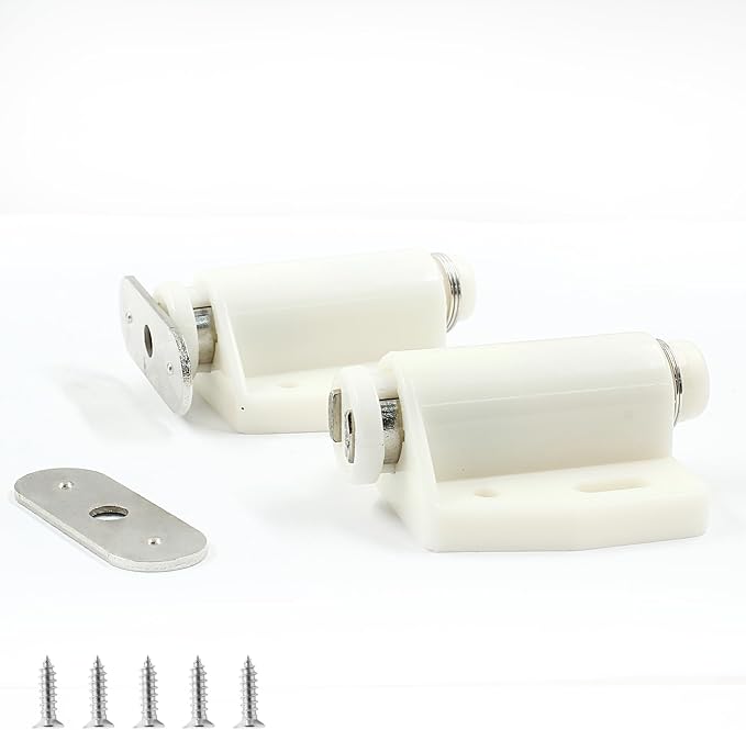 2 Pack Cabinet Magnetic Touch Latch, Push to Open Catches Magnet Push Release Latches Hardware for Kitchen Cabinet Drawer Cupboard Closet Door (White)-CubbioJoy