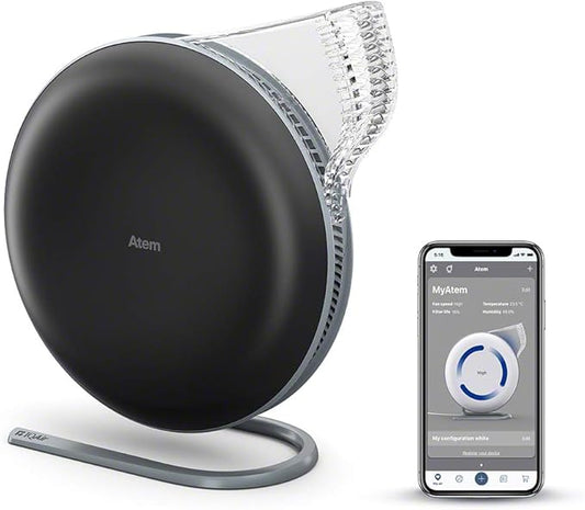 IQAir Atem Desk Air Purifier for Home, Office, Desktop, Small Room up to 150 sq ft, HyperHEPA Filter for Bacteria, Viruses, Allergens, Pets, Asthma, Pollen, Dust, Swiss Design, Made in Germany, Black-CubbioJoy