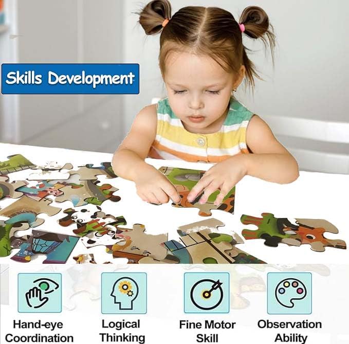 Jumbo Floor Puzzle for Kids, Large Jigsaw Puzzles 35 Piece for Kids Ages 3-5,Preschool Learning & Education Toys, Gifts for 4-8 Year Old Boys and Girls (Panda Animals)-CubbioJoy