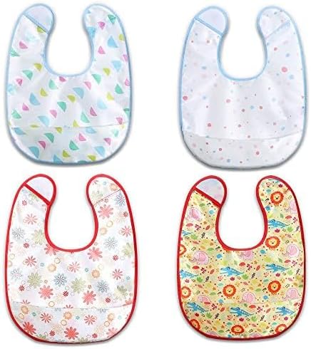 Baby bibs Waterproof Toddler bib - Feeding bib with Pocket for Infant Boy Girl Washable 6-36M-CubbioJoy