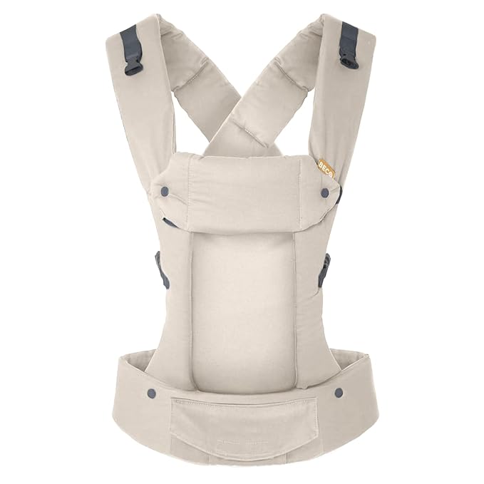 Beco Gemini Baby Carrier from Newborn to Toddler - Certified Ergonomic Newborn Baby Carrier for Infants and Children of 7-35 lbs - M Shape, Adjustable Seat, 100% Cotton (Ecru)-CubbioJoy