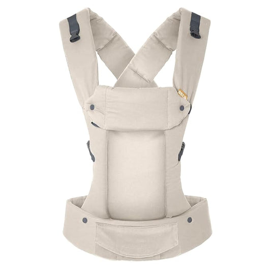 Beco Gemini Baby Carrier from Newborn to Toddler - Certified Ergonomic Newborn Baby Carrier for Infants and Children of 7-35 lbs - M Shape, Adjustable Seat, 100% Cotton (Ecru)-CubbioJoy