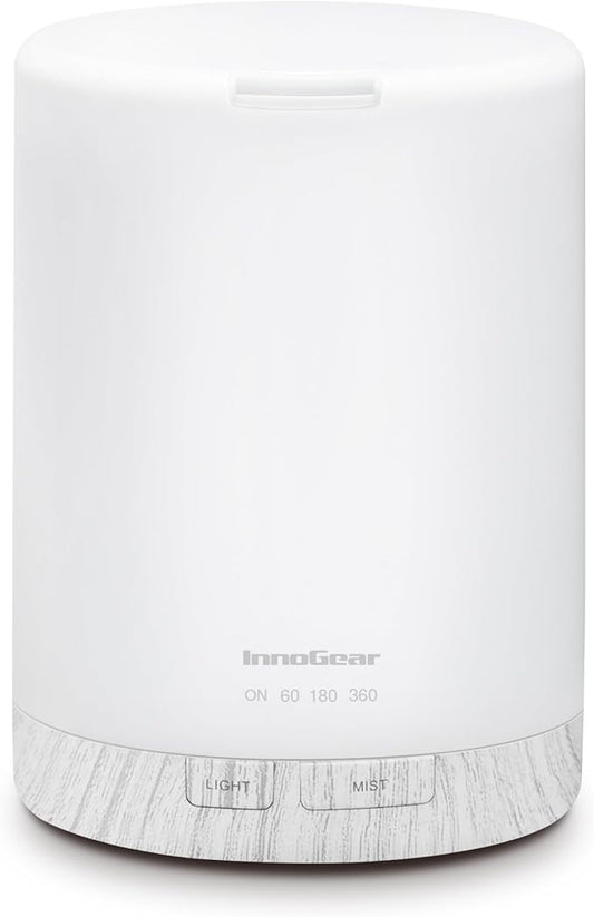 InnoGear 300ML Essential Oil Diffuser, Premium 5-in-1 Ultrasonic Aromatherapy Diffusers Scent Humidifier Aroma Diffuser Vaporizer Auto-Off Timer for Room Office Home, White, Medium-CubbioJoy