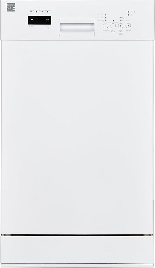 Kenmore 18" Built-in Stainless Steel Tub Dishwasher EasyFlex 3rd, SmartWash, UltraWash Plus, TurboDry, MoreSpace Adjustable Rack, Energy Star Certified, White-CubbioJoy