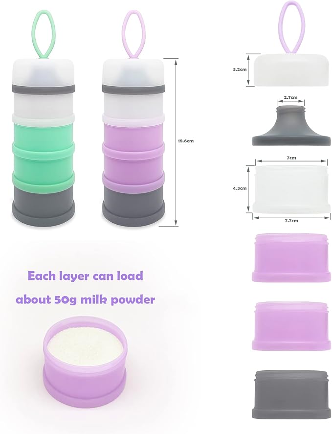 Baby Formula Dispenser, Formula Container, Portable Milk Powder Dispenser Container, Baby Feeding Travel Storage Container, Non-Spill Stackable Baby Snack Storage Container, BPA Free, 2 Packs-CubbioJoy
