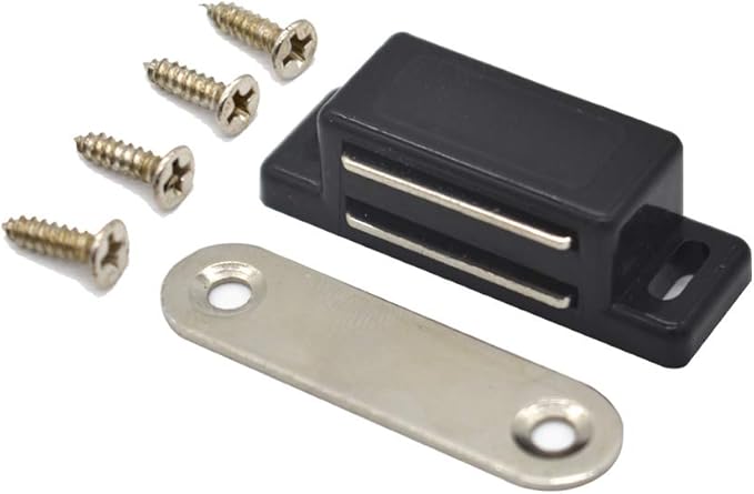 Cabinet Magnet Latch - Best for Cabinet Doors, Cupboards, Drawers and Shutters - Cabinet Magnetic Latch Easy Install - Magnetic Cabinet Catch Screws Included - Set of 12 (Black)…-CubbioJoy