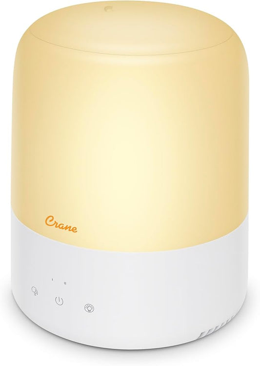 Crane Top Fill Mini Humidifier for Bedroom and Nursery 3-in-1 Essential Oil Diffuser Sleep Light 0.5 Gallon Baby Humidifier-CubbioJoy