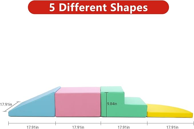 4-Piece Soft PU Leather Toddlers Climbing Toys, Baby Foam Climbing Blocks for Babies Toddlers, Waterproof Foam Play Gym Climber Structures for Toddler 3, Indoor Climb and Crawl Activity Play Set-CubbioJoy