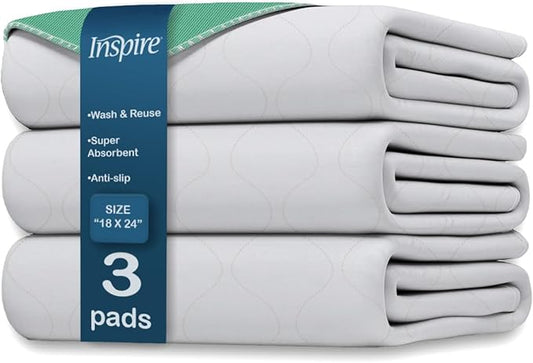 Inspire Washable Bed or Chair Pads | 3 Pack Waterproof Mattress Chucks Pad | Reusable Chux | for Adults Babies and Pets-CubbioJoy