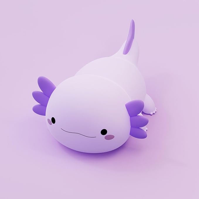 DREAMING MY DREAM Axolotl Night Light for Kids,Cute Axolotl Gifts lamp Rechargeable Light Table Bedside Lamp,LED Animal Silicone Nursery Night Lamp Cute Room Decor for Kids Girls Boys-CubbioJoy