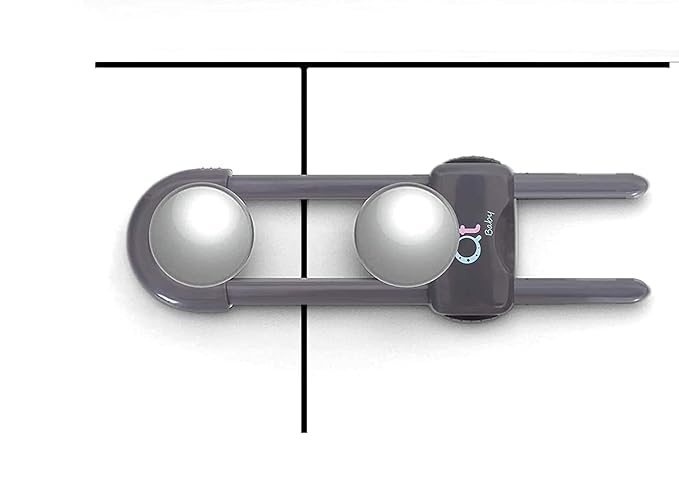 Baby Proofing Cabinet Locks | Adjustable U Shaped Baby Safety Latches for Drawers, Fridge, Closet |Modern Baby Proofing Cabinet Lock with Extra Secure Lock Buttons (Pack of 4)-CubbioJoy
