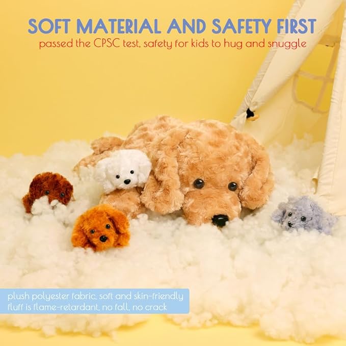 5 Pieces Dog Stuffed Animals for Girls,1 Mommy Dog with 4 Babies,Puppy Stuffed Animals Gifts for Girls 3 4 5 6 7 8 9 Years,Soft Plush Toys for Kids Christmas,Valentine's,Birthday,Children's Day-CubbioJoy