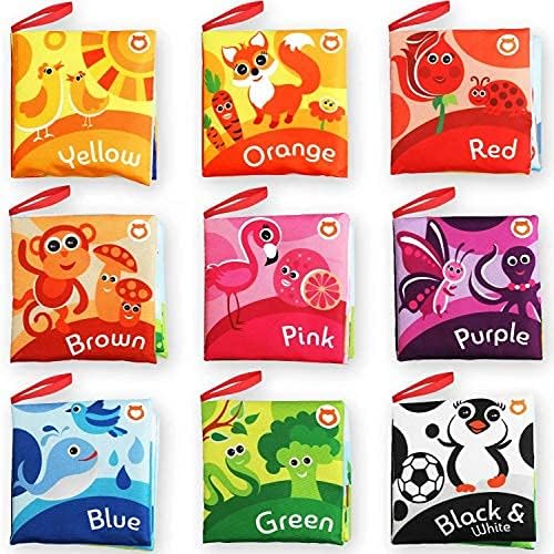 Cloth Books for Babies (Set of 9) - Color Recognition Series. Soft Books for Babies. Touch and Feel Crinkle Paper. Baby Learning Toys/Educational Toys for 3 Months to 4 Years Old-CubbioJoy