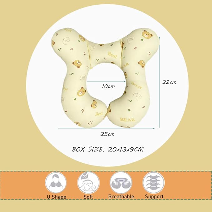 Baby Head Rest Pillow for Stroller Cartoon Neck Chin Support Pillows for Infants Toddler Neck Protection Cushion for Travelling, Music Bear-CubbioJoy