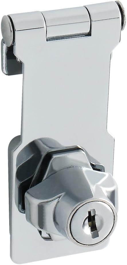 Alise Keyed Hasp Lock,3 Inch Safety Packlock Clasp Hasp Lock Latch with Lock,Door Hinge Lock with Keys Keyed Locking Hasp for Cabinets Closets Doors,Chrome-CubbioJoy